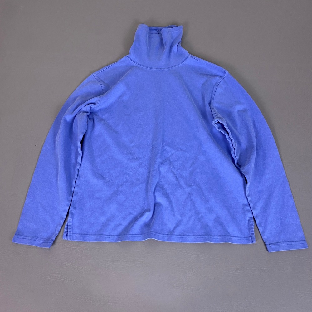 Talbots Turtleneck Women's Large Periwinkle Blue 100% Supima Cotton Long Sleeve